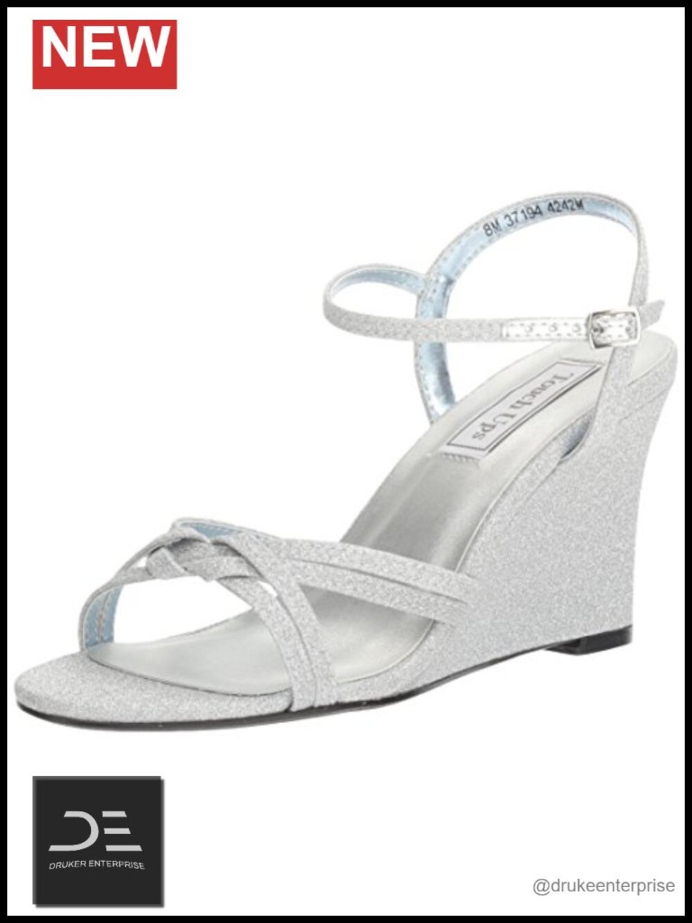 Touch Ups Buffy Wedge Sandals Open Toe Ankle Strap Glitter Rhinestone